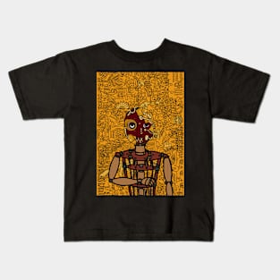 Real Boy - A Steampunk PuppetMask NFT with Painted Eyes and Wood Accents Kids T-Shirt